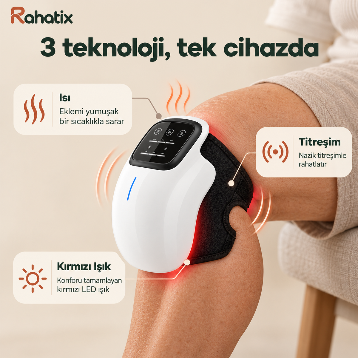 Rahatix Isıtmalı Diz, Dirsek ve Omuz Masaj Cihazı